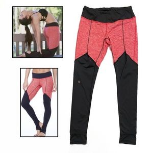 Balini Stirrup Diva Athletic Yoga/Pilates Legging in Orange/Black Size M